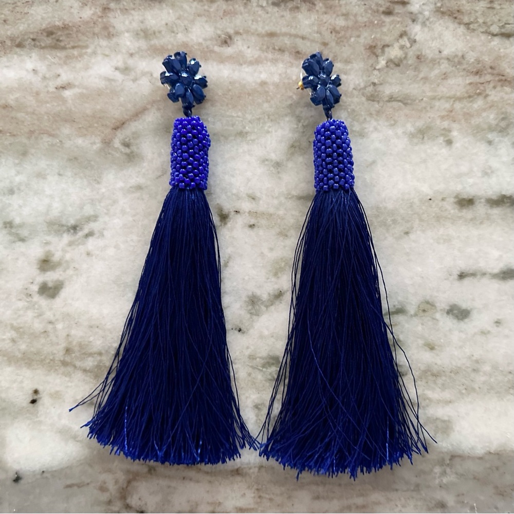 Baublebar Long Tassel Statement Earrings in Cobalt Blue - Summer / Vacation